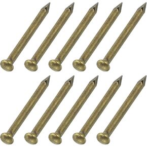 uxcell 200Pcs Small Hardware Nails, 1.4 x 16mm Carbon Steel Round Head Nail Common Finishing Nail for Household Woodworking Picture Hanging DIY Projects, Bronze