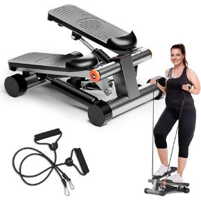 GORISE Steppers for Exercise at Home,Adjustable Height Stair Stepper with Resistance Bands, Portable Stair Stepper Workout Machine, Mini Stepper Exercise Equipment with LCD Monitor