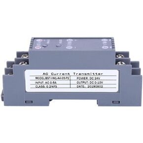 AC Current Transducer, AC 0-5A to DC DC0-10V Output Din-Rail 35mm ABS Shell, DC 24V Powered AC Current Sensor for Signal Transmitter