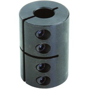 CC-050-037 Black Oxide Plated Mild Steel Clamping Coupling, 1/2" x 3/8" Bore, 1-1/4" Outside Diameter, 1-7/8" Length, #8-32 x 1/2" Set Screw
