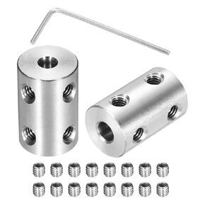 MECCANIXITY Rigid Screw Coupling 4mm to 5mm Shaft Coupler Connector L22mm x D14mm Steel Joint Connector Rigid Coupling Set for 3D Printers DIY Encoder with 8 Screws & Hex Wrench, 2 Pcs