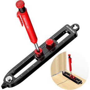 Multi-Function Scribing Tool, DIY Woodworking Scriber Line Maker, Portable Aluminum Alloy Woodworking Compass Scriber Tool, Inch Circle Marking Gauge,Deep Hole Carpenter Pencils 6 Refills.