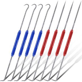 Zhehao 4 Pcs Double Pointed Scriber, 8.3 Inch Metal Scribe Tool Hook and Pick Tool Set Straight 45 Degree 90 Degree Tip Marking Tool for Machinists, Technicians or Craftsmen