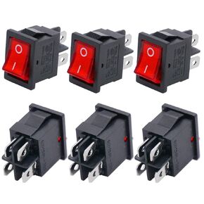 Twidec/6Pcs Rocker Switch AC 6A/125V 10A/250V DPST 4 Pins 2 Position ON/Off Red LED Light Illuminated Boat Rocker Switch Toggle KCD1-4-201N-R