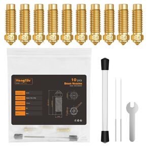 Nozzles Kit for Elegoo Neptune 4 Plus/Max 3D Printer - 10pcs Brass Nozzles in 5 Sizes (0.2/0.4/0.6/0.8/1.0mm) Includes Cleaning Needles and Wrench - 3D Printer Accessories