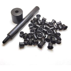 1 Set Tools with 100pcs #8-9-8.4mm (.294 Length Under Flange x 1/4" Outside Diameter) Brass Black Eyelets Rivets for 0.08" Kydex Holster