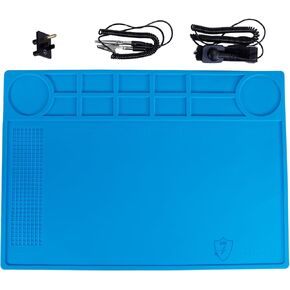 Kaisiking Anti-Static Mat Kit for Electronic - Anti Static Wrist Strap, Grounding Wire,Grounding Plug, ESD Pad 15.7'' x 11'' Heat Resistant Soldering Mat for Electronics Computer Repair