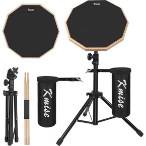 Drum Practice Pad with Iron Drum Stand Set, 12-Inch Silent Practice Pad Kit with Drum Sticks, Drumstick Holder, Suitable for Beginners
