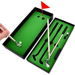 CALIDAKA Golf Pen Set & Mini Desktop Golf Putting Green,Mini Desktop Golf Ball Pen Gift,Stocking Stuffers Golf Gifts,Stocking Stuffers for Men Dad Adults Husband Him Boyfriend Golfers