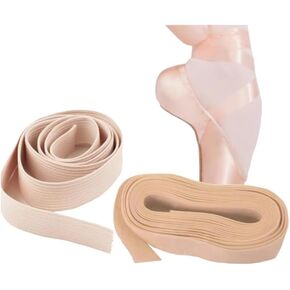 Pointe Shoe Ribbons & Elastics Set fpr 4 Pairs of Pointe Shoes, Euro Pink Ribbon 10 Yards, Universal Pink Elastic 80 Inches