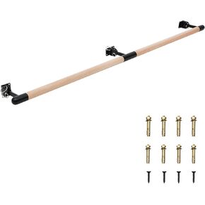Ballet Barre, Wood Ballet Bar, Adjustable 6ft Ballet Barre, Wall Mounted Traditional Wooden Ballet Barre System for Home Barre Workout Equipment, Height Adjustable, for Kids and Adults