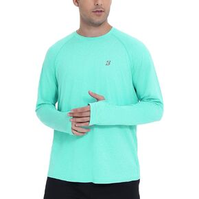 Roadbox UPF 50+ Mens Swim Shirts, Long Sleeve Sun Protection Fishing Rash Guard, Quick Dry UV Hiking Shirt with Thumbhole