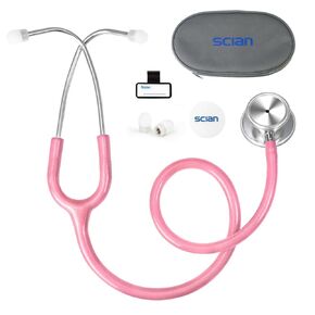 SCIAN Dual Head Stethoscope for Nurses, Kids, Adults, Classic Stainless Steel Stethoscope Kit Medical Supplies with Free Accessories and Carrying Case, Pearlescent Pink Tube