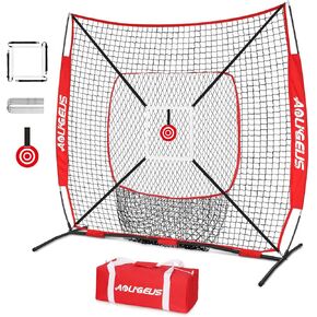6'X6' Baseball Softball Practice Net,Pitching Net,Batting Net,with Bonus Strike Zone,Target and Bow Frame,for Hitting,Pitching,Catching
