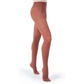 Capezio Girls' Ultra Soft Self Knit Waistband Tight,Chestnut, One Size (2-6)