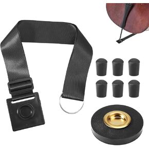 8pcs Cello Accessories, Cello Endpin Anchor Cello Stopper Strap & Non Slip Rock Stop & Rubber Endpin Tip Rest Floor Protectors Gifts for Cello Players Cellist Practice Performance