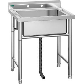 YITAHOME Freestanding Commercial Restaurant Kitchen Sink NSF Stainless Steel 3 Compartment Bowl Outdoor Sink with Storage Shelve for Restaurant, Garage (39"x 18"x 37")