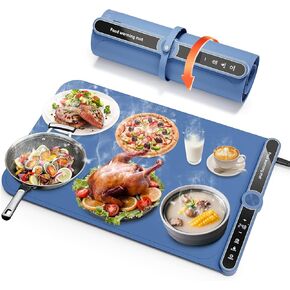 Warming Mat for Food - Silicone Electric Warming Tray with 9 Temp Levels, Timer & Auto Shut-Off, Foldable Food Heating Mat for Countertop,Buffet,Parties,Gatherings & Daily Use