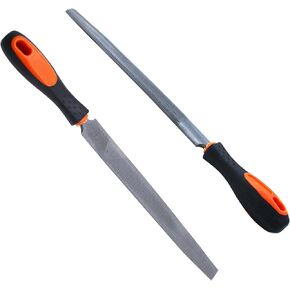 10" Handy File with Rubber Hand Grip Handle, Half Round File for Plastic Laminate Edge Finishing,High Carbon Hardened Steel Flat Mill File(2 Pcs)