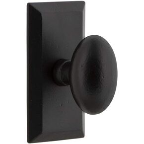 Vale Plate Privacy with Aeg Knob in Black Iron - Universal Handing