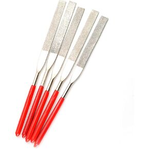 Utoolmart 5Pcs Diamond Needle File Set, 5mm x 180mm 150 Grits Small Flat Files for Metal Glass Stone with Fine Sanding