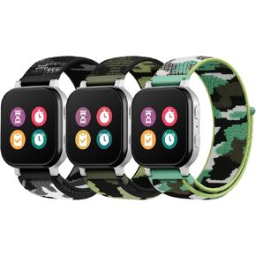 3 Pack Kids Nylon Bands Compatible with Gizmo Watch 3 2 1/Gabb Watch 3e 3 2 1/Sync UP Watch/Cosmo Jr Track Watch, 20mm Hook & Loop Soft Breathable Velcro Watch Band for Boys & Girls