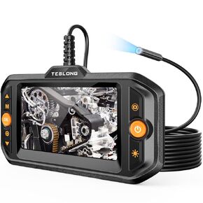 Teslong Endoscope Borescope with Light, Snake Inspection Camera for Automotive Engine, Home Waterproof Fiber Optic Camera for Sewer and Duct Pipe (16.5FT)