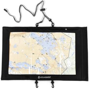 AquaQuest Trail Map Case - 100% Waterproof Document Dry Bag Holder with Clear Window & Lanyard - Black, Yellow, Orange, Blue or Green