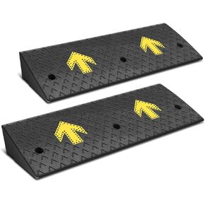 2pcs 5.5 in. Rise 37.4" L x 13.8" W Heavy-Duty Rubber Arrow Curb Ramps, Bridge Ramp for Driveway, Wheelchair, Cars CAAP-TOLS-LRAMP-Arrow-D