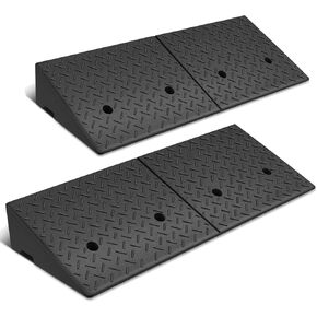 2pcs 5.9 in. Rise 38.6" L x 15" W Heavy-Duty Rubber Curb Ramps, Bridge Ramp for Driveway, Wheelchair, Cars CAAP-TOLS-LRAMP-386-CX2