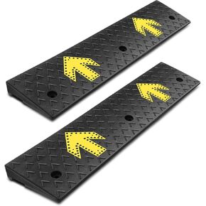 2pcs 2 in. Rise 37.4" L x 9.8" W Heavy-Duty Rubber Arrow Curb Ramps, Bridge Ramp for Driveway, Wheelchair, Cars CAAP-TOLS-LRAMP-Arrow-A