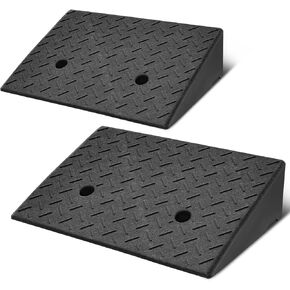 2pcs 4 in. Rise 19.7" L x 11.8" W Heavy-Duty Rubber Curb Ramps, Bridge Ramp for Driveway, Wheelchair, Cars CAAP-TOLS-LRAMP-197-A