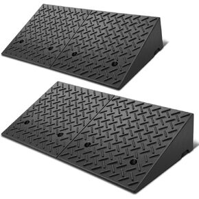 2pcs 7.9 in. Rise 38.5" L x 19.6" W Heavy-Duty Rubber Arrow Curb Ramps, Bridge Ramp for Driveway, Wheelchair, Cars CAAP-TOLS-LRAMP-385-CX2