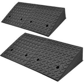 2pcs 7 in. Rise 38.5" L x 19.6" W Heavy-Duty Rubber Arrow Curb Ramps, Bridge Ramp for Driveway, Wheelchair, Cars CAAP-TOLS-LRAMP-385-BX2