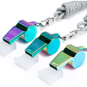HUTOU Whistle Stainless Steel Coach Sports Whistle with Lanyard, Loud Crisp Sound Whistle Ideal for Coaches, Referees, and Official