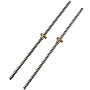 FEIYING 2pcs 300mm Tr8X2 Lead Screw with T8 Brass Nut for 3D Printer Machine Z Axis,3D Printer DIY Accessories T-Type T8 Screw Stepper Motor Screw trapezoidal Screw