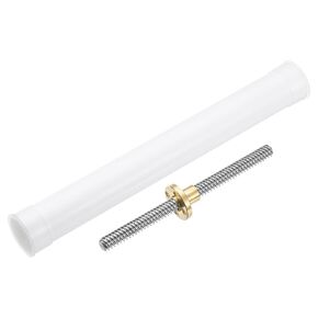 uxcell 1Pcs 150mm Tr8x8 Lead Screw with Brass Nut (Acme Thread, 2mm Pitch, 4 Starts, 8mm Lead), Stainless Steel 304 Screw Bar Printer Upgrade Parts with Plastic Packaging Tube, Silver
