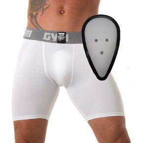 GYM Men's Sports Compression Shorts with Cup Pocket and Hard Cup Included