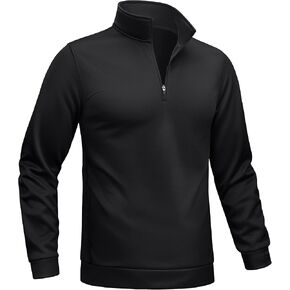 TACVASEN Men's Quarter Zip Pullover Sweatshirts Lightweight Fleece Lined Thermal Sweatshirts 1/4 Zip Golf Sweaters