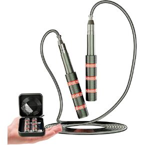 Retractable Palmtop Jump Rope,A Speed Jump Rope Can Be Shrunk To Put In A 10cm Carry Bag - Tangle-Free - Self-Locking Screw-Free Design - Jump Ropes for Fitness,Workout,Crossfit & Home Exercises