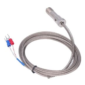 Spring Thermocouple, K Type Thermocouple 0-400℃ 3 Meters Thread Temperature Sensor Stainless Steel, Temperature Sensors