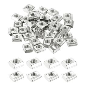 uxcell 20Pcs M5 t Nut Tee Sliding Slot Nuts, T-Slot Nut Hammer Nut Block Square Nuts Fastener Carbon Steel Nickel Plated for Aluminum Extrusion Profile 1515 Series