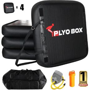 Highpi Inflatable Plyo Box/Plyometric Box Stackable Jump Box Set of Four Training Equipment for Jumping Exercise, Workout, Crossfit 31''x31''x24''