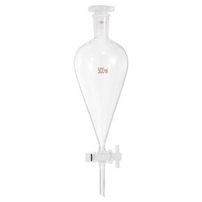 PATIKIL 500ml Conical Separating Funnel, Borosilicate Glass Heavy Wall Lab Separatory Funnel with 24/40 Joints and PTFE Stopcock for Titration Extraction
