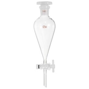 PATIKIL 125ml Conical Separating Funnel, Borosilicate Glass Heavy Wall Lab Separatory Funnel with 24/29 Joints and PTFE Stopcock for Titration Extraction