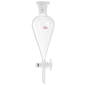 PATIKIL 250ml Conical Separating Funnel, Borosilicate Glass Heavy Wall Lab Separatory Funnel with 24/29 Joints and PTFE Stopcock for Titration Extraction