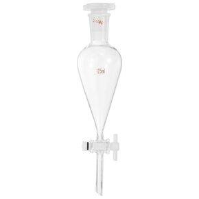 PATIKIL 125ml Conical Separating Funnel, Borosilicate Glass Heavy Wall Lab Separatory Funnel with 24/40 Joints and PTFE Stopcock for Titration Extraction