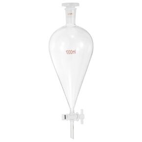 PATIKIL 1000ml Conical Separating Funnel, Borosilicate Glass Heavy Wall Lab Separatory Funnel with 24/40 Joints and PTFE Stopcock for Titration Extraction