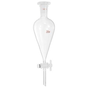 PATIKIL 250ml Conical Separating Funnel, Borosilicate Glass Heavy Wall Lab Separatory Funnel with 24/40 Joints and PTFE Stopcock for Titration Extraction