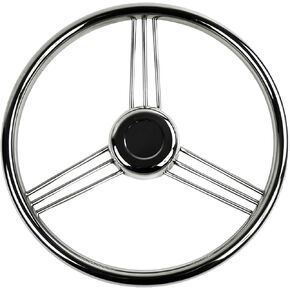 MARINE CITY 316 Grade Stainless Steel Polished Steering Wheel 15 Degree Dish 9 Spokes 13-1/2 Inches for Boats Yachts Ships (Pack of 1)